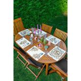 Rem Home Remhome 6'lı Beyaz Zemin Kara Kalem Çizimli Amerikan Servis Seti - 35 x 45 - Renkli