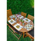 Rem Home Remhome 6'lı Ekose Siyah Beyaz Kabak Tasarımlı Amerikan Servis Seti - 35 x 45 - Renkli