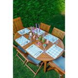 Rem Home Remhome 6'lı Mavi Kanaviçe Desenli Özel Tasarım Amerikan Servis Seti - 35 x 45 - Renkli