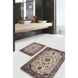 Rem Home Remhome Antika Zeminde Hereke Motifli Dokuma Halı Avangarde Etnik Motifler 2'li Banyo & Mutfak Paspas Takımı Takım Banyo Paspası - Çok Renkli - 2'li Set