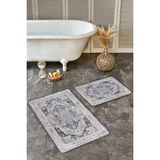 Rem Home Remhome Antika Zeminde Osmanlı Motifli Dokuma Etnik Motifler Eskitme Motifli 2'li Banyo Mutfak Paspas Takımı Takım Banyo Paspası - Kahverengi - 2'li Set