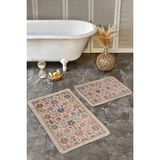 Rem Home Remhome Bej Zeminde Uşak Motifli Kilim Desenli Etnik Motifler Avangarde 2'li Banyo & Mutfak Paspas Takımı Takım Banyo Paspası - 2'li Set