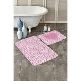 Rem Home Remhome Beyaz Zemin Love Temalı Kalp Motifli 2'li Kaymaz Tabanlı Banyo & Mutfak Paspas Takımı Takım Banyo Paspası - Renkli - 2'li Set