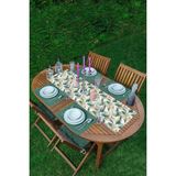 Rem Home Remhome Beyaz Zemin Tropikal Bitki Motifli Dijital Baskılı 1 Runner & 4 Adet Yeşil Renkli Amerikan Servis - 35 x 45