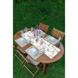 Rem Home Remhome Beyaz Zeminde Çiçek Desenli Dijital Baskılı 1 Adet Runner & 4 Adet Vizon Renkli Amerikan Servis - 35 x 45