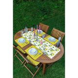 Rem Home Remhome Beyaz Zeminde Limon Desenli 3D Modern 1 Adet Runner & 4 Adet Sarı Renkli Amerikan Servis - 35 x 45