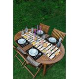 Rem Home Remhome Beyaz Zeminde Siyah Çizgili Bal Kabağı Desenli 1 Adet Runner & 4 Adet Siyah Renkli Amerikan Servis - 35 x 45