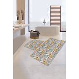 Rem Home Remhome Bohemian Motifli Özel Tasarım Dijital Baskılı 2'li Kaymaz Tabanlı Banyo & Mutfak Paspas Takımı Takım Banyo Paspası - Renkli - 2'li Set