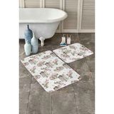 Rem Home Remhome Çiçek Demetleri Dijital Baskılı Özel Tasarım 2'li Kaymaz Tabanlı Banyo & Mutfak Paspas Takımı Takım Banyo Paspası - Renkli - 2'li Set