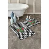 Rem Home Remhome Çok Zigzag Motifli Flamingo Tasarımlı 2'li Kaymaz Tabanlı Banyo & Mutfak Paspas Takımı Takım Banyo Paspası - Renkli - 2'li Set