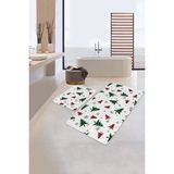 Rem Home Remhome Ekose Çam Ağacı Tasarımlı Yılbaşı Temalı 2'li Kaymaz Tabanlı Banyo & Mutfak Paspas Takımı Takım Banyo Paspası - Renkli - 2'li Set