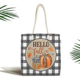 Rem Home Remhome Ekose Motifli Kabak Tasarımlı Fermuarlı Kumaş Omuz Çantası - 45 x 50 x 7 cm - Renkli