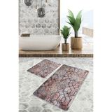 Rem Home Remhome Eskitme Zeminde Geometrik Motifli Kanvas Eskitme Motifli Geometrik 2'li Banyo & Mutfak Paspas Takımı Takım Banyo Paspası - Çok Renkli - 2'li Set