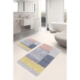 Rem Home Remhome Eskitme Zeminde Kilim Motifli Boyama Desenli Klasik 2'li Banyo & Mutfak Paspas Takımı Takım Banyo Paspası - Çok Renkli - 2'li Set