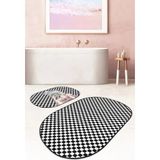 Rem Home Remhome Fotoğraf Çeken Kız Dama Temalı 2'li Oval Kaymaz Tabanlı Banyo & Mutfak Paspas Takımı Takım Banyo Paspası - Renkli - 2'li Set