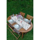 Rem Home Remhome Geometrik Desenli Mermer Zeminli Modern 1 Adet Runner & 4 Adet Gri Renkli Amerikan Servis - 35 x 45