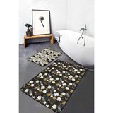 Rem Home Remhome Gold Detaylı Sonbahar Yaprakları Özel Tasarım 2'li Kaymaz Tabanlı Banyo & Mutfak Paspas Takımı Takım Banyo Paspası - Renkli - 2'li Set