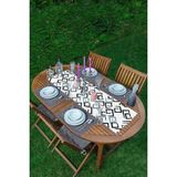 Rem Home Remhome Gri Siyah Labirent Çizimli Modern Dijital Baskılı 1 Adet Runner & 4 Adet Füme Renkli Amerikan Servis - 35 x 45