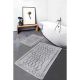 Rem Home Remhome Gri Zeminde Bohem Motifli Etnik Desenli Vintage Etnik Motifler 2'li Banyo & Mutfak Paspas Takımı Takım Banyo Paspası - 2'li Set