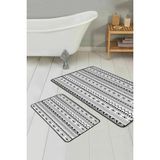 Rem Home Remhome Iskandinav Temalı Geometrik Çizimli 2'li Kaymaz Tabanlı Banyo & Mutfak Paspas Takımı Takım Banyo Paspası - Renkli - 2'li Set