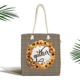 Rem Home Remhome Kahve Ekose Motifli Kabak Tasarımlı Dijital Baskılı Fermuarlı Kumaş Omuz Çantası - 45 x 50 x 7 cm - Renkli