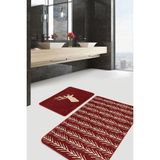 Rem Home Remhome Kahverengi Zeminli Geyik Tasarımlı 2'li Banyo Halısı Takımı & Mutfak Halı Seti Takım Banyo Paspası - Renkli - 2'li Set