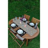 Rem Home Remhome Kar Tanesi Motifli Zikzak Temalı 1 Adet Runner & 4 Adet Siyah Renkli Amerikan Servis - 35 x 45