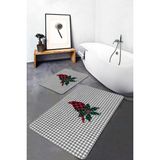 Rem Home Remhome Kazayağı Desen Dijital Baskılı Özel Tasarımlı 2'li Kaymaz Tabanlı Banyo & Mutfak Paspas Takımı Takım Banyo Paspası - Renkli - 2'li Set