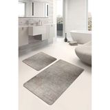 Rem Home Remhome Krem - Bej Zeminde Dokuma Motifli Eskitme Eskitme Motifli Vintage 2'li Banyo & Mutfak Paspas Takımı Takım Banyo Paspası - Kahverengi - 2'li Set