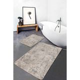 Rem Home Remhome Krem - Bej Zeminde Örgü Motifli Etnik Eskitme Motifli Etnik Motifler 2'li Banyo Mutfak Paspas Takımı Takım Banyo Paspası - Kahverengi - 2'li Set