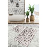 Rem Home Remhome Krem - Kahverengi Zeminde Patchwork Motifli Geleneksel Desenli Geometrik 2'li Banyo Paspas Takımı Takım Banyo Paspası - 2'li Set