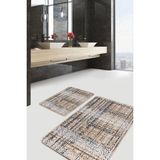 Rem Home Remhome Krem Siyah Zeminde Antika Motifli El Dokuma Geometrik Eskitme Motifli 2'li Banyo Mutfak Paspas Takım Takım Banyo Paspası - Altın - Hardal - Sarı - 2'li Set