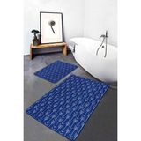Rem Home Remhome Lacivert Zeminde Ok Motifli Iskandinav Desenli Geometrik Klasik 2'li Banyo & Mutfak Paspas Takımı Takım Banyo Paspası - Mavi - Lacivert - 2'li Set