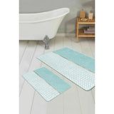 Rem Home Remhome Mint Yeşili Ogea Motifli Dijital Baskılı 2'li Kaymaz Tabanlı Banyo & Mutfak Paspas Takımı Takım Banyo Paspası - Renkli - 2'li Set