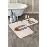 Rem Home Remhome Onedraw Çizgili Dijital Baskılı 2'li Kaymaz Tabanlı Banyo & Mutfak Paspas Takımı Takım Banyo Paspası - Renkli - 2'li Set