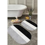 Rem Home Remhome Pastel Renkli Hello Beatiful Temalı 2'li Oval Kaymaz Tabanlı Banyo & Mutfak Paspas Takımı Takım Banyo Paspası - 2'li Set