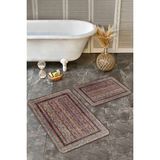 Rem Home Remhome Patchwork Zeminde Hereke Motifli Kilim Desenli Avangarde Klasik 2'li Banyo & Mutfak Paspas Takımı Takım Banyo Paspası - Kahverengi - 2'li Set