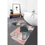 Rem Home Remhome Pudra Zemin Bohem Motifli 2'li Kaymaz Tabanlı Banyo & Mutfak Paspas Takımı Takım Banyo Paspası - Renkli - 2'li Set