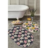 Rem Home Remhome Renkli Çiçek Tasarımlı Dijital Baskılı 2'li Oval Kaymaz Tabanlı Banyo & Mutfak Paspas Takımı Takım Banyo Paspası - 2'li Set