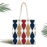 Rem Home Remhome Renkli Damla Tasarımlı Dekoratif Fermuarlı Kumaş Plaj Çantası Omuz Çantası - 45 x 50 x 7 cm