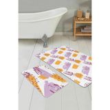 Rem Home Remhome Renkli Fırça Darbeleri Özel Tasarım 2'li Kaymaz Tabanlı Banyo & Mutfak Paspas Takımı Takım Banyo Paspası - 2'li Set