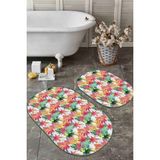 Rem Home Remhome Renkli Sonbahar Yaprakları Özel Tasarım 2'li Oval Kaymaz Tabanlı Banyo & Mutfak Paspas Takımı Takım Banyo Paspası - 2'li Set
