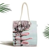 Rem Home Remhome Retro Otantik Renki Yaz Temalı Fermuarlı Kumaş Omuz Çantası - 45 x 50 x 7 cm - Renkli
