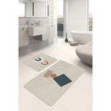 Rem Home Remhome Sanatsal Motifli Dijital Baskılı 2'li Kaymaz Tabanlı Banyo & Mutfak Paspas Takımı Takım Banyo Paspası - Renkli - 2'li Set
