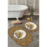 Rem Home Remhome Sarı Zebra Desenli 2'li Oval Kaymaz Tabanlı Banyo Paspas Takımı & Mutfak Paspas Seti Takım Banyo Paspası - Renkli - 2'li Set