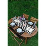 Rem Home Remhome Siyah Beyaz Gold Yazılı Modern 1 Adet Runner & 4 Adet Siyah Renkli Amerikan Servis - 35 x 45