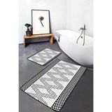 Rem Home Remhome Siyah Beyaz Iskandinav Motifli 2'li Klozet Paspas Takımı & Banyo Halı Seti Takım Banyo Paspası - Renkli - 2'li Set