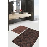 Rem Home Remhome Siyah Kahve Ince Tüyler 2'li Mutfak Paspas Seti & Banyo Halı Takımı Takım Banyo Paspası - Renkli - 2'li Set
