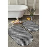 Rem Home Remhome Siyah Kazayağı Özel Motifli Dijital Baskılı 2'li Oval Kaymaz Tabanlı Banyo & Mutfak Paspas Takımı Takım Banyo Paspası - Renkli - 2'li Set