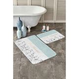 Rem Home Remhome Soft Renkli Hello Beatiful Dijital Baskılı 2'li Kaymaz Tabanlı Banyo & Mutfak Paspas Takımı Takım Banyo Paspası - 2'li Set